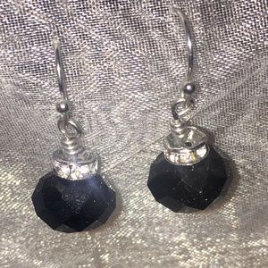 WHBM Drop Earrings - Jet Black and Silver